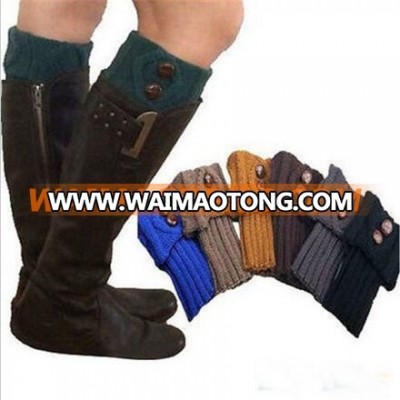 Women Hot Winter Leg Warmers Socks Button Crochet Knit Boot Socks Toppers Cuffs