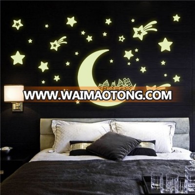 Moon House Stars Luminous Stickers Fluorescent Stickers Living Room Bedroom Decorative Wall Stickers